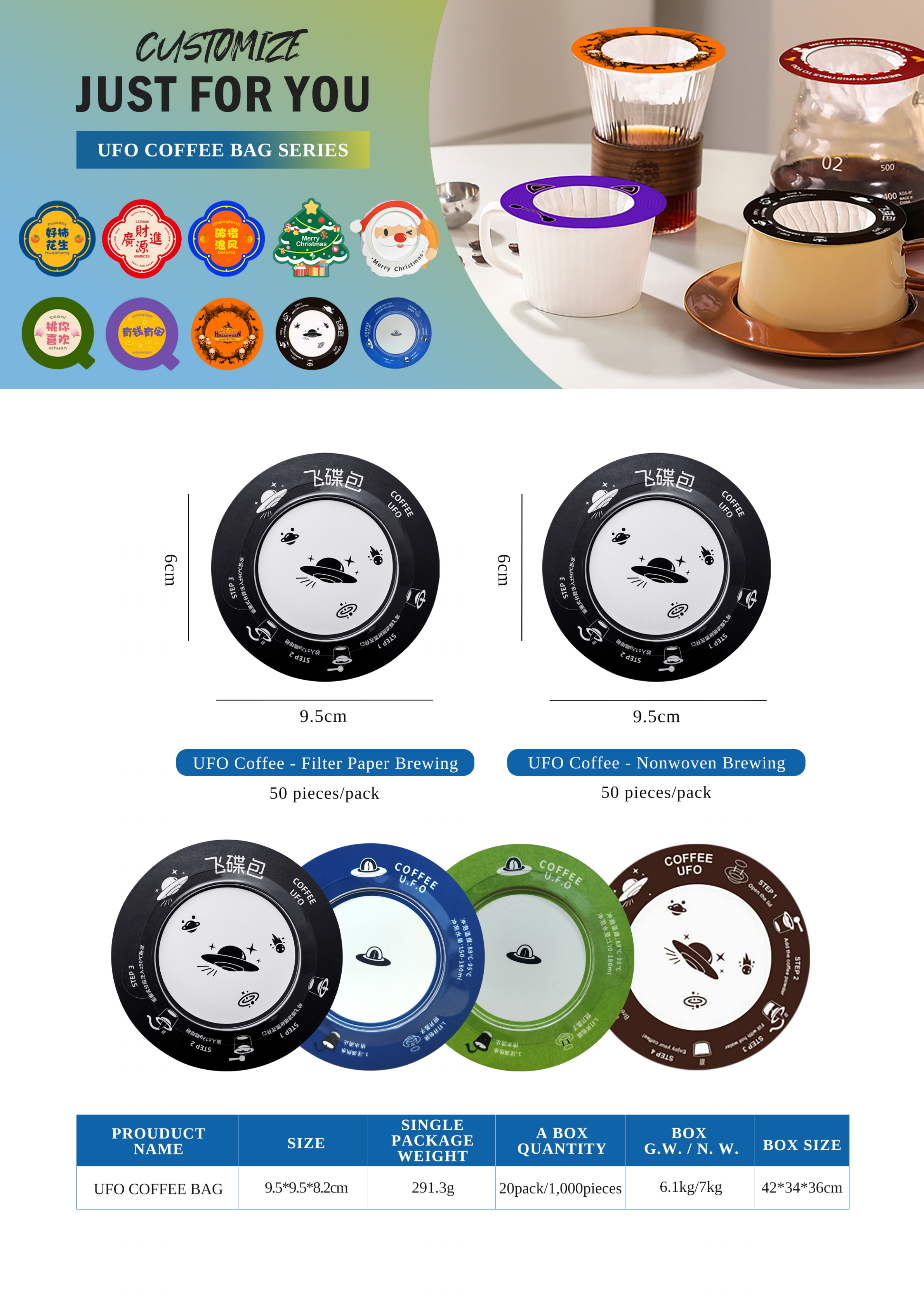 UFO-shaped coffee filter paper （customization）(OEM,ODM)